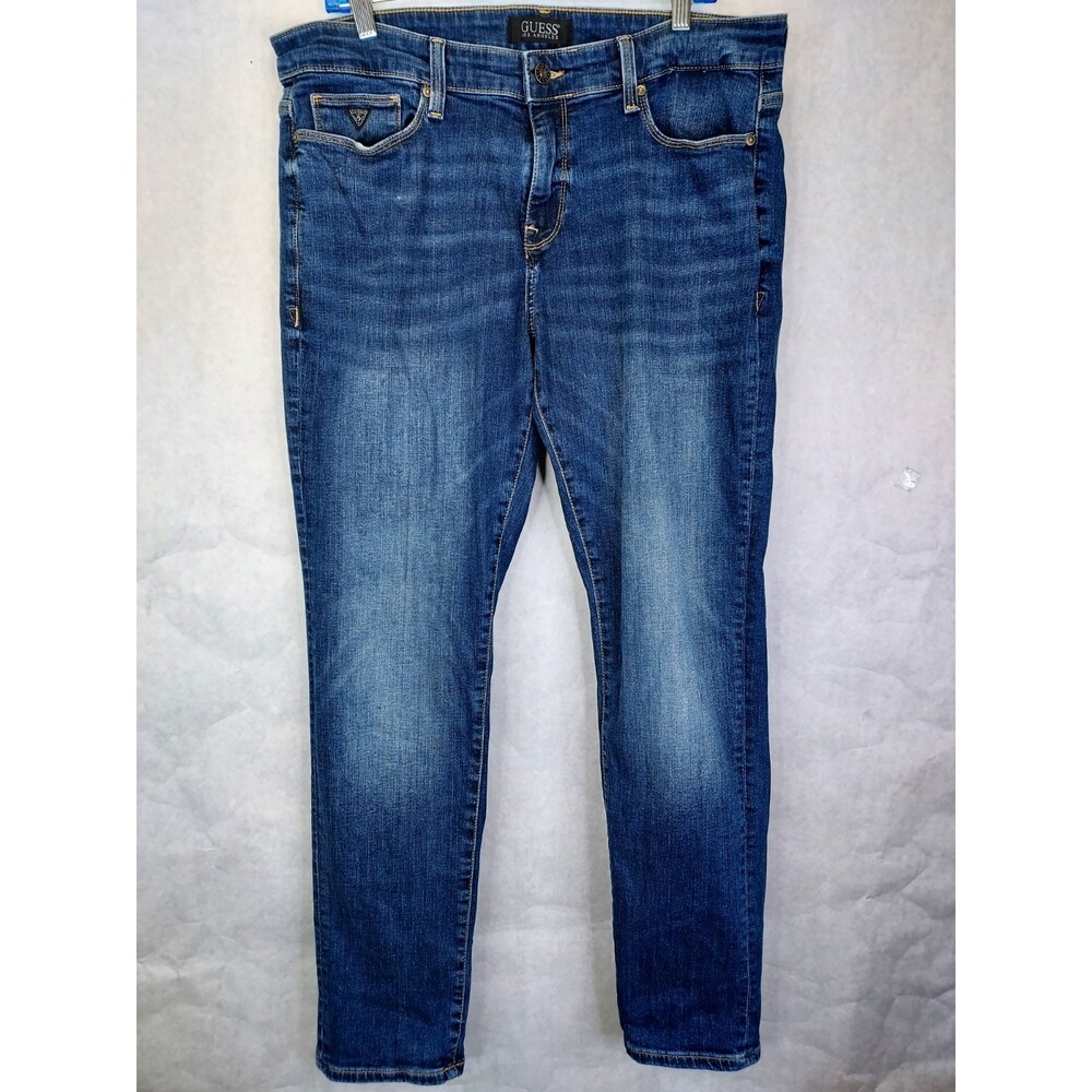 Guess Jeans Brit Rocker Slim Fit Men 36 x31 Blue Low Rise Narrow Leg Punk Grunge